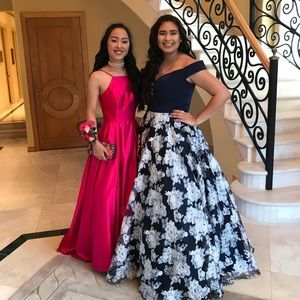 Clarisse Navy Blue Floral Prom Dress